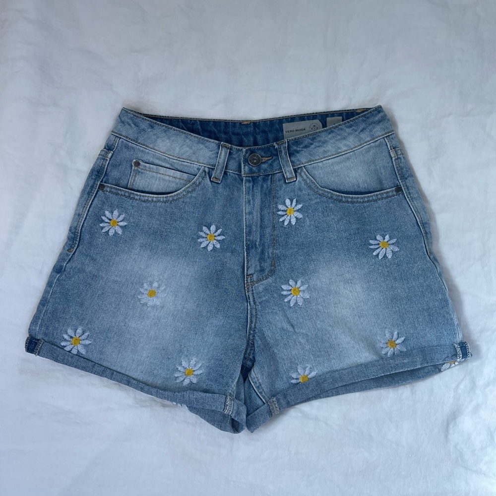 Vero Moda Embroidered Jean Shorts